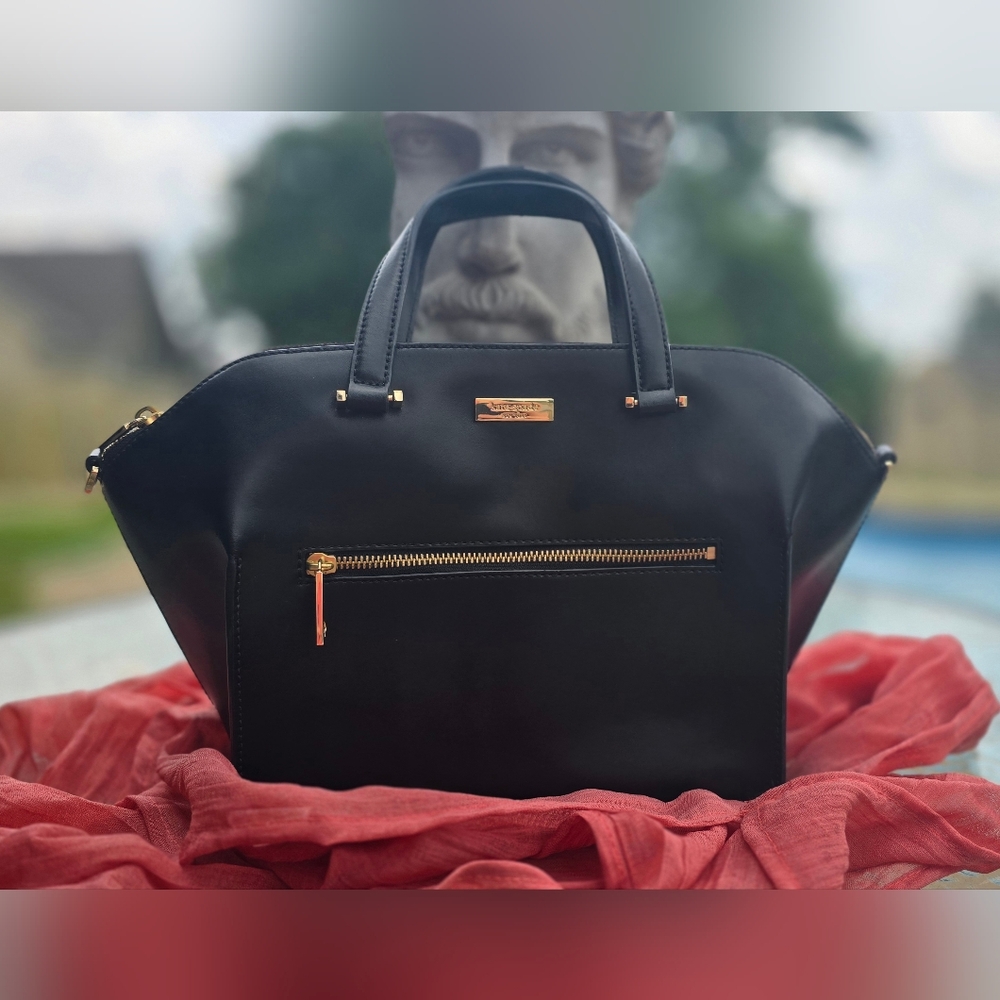 Kate Spade Black and Gold Satchel Bowler Bag